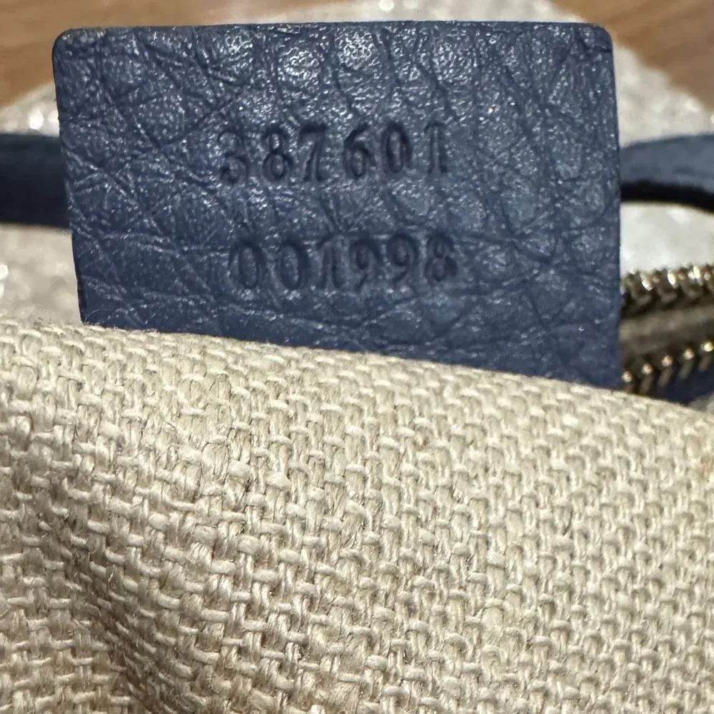 GUCCI Beige Brown GG Canvas Blue Leather Trim Small Belted 2way Boston Bag